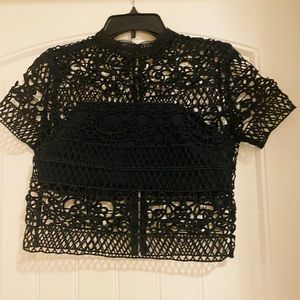 Black lace stylish crop top